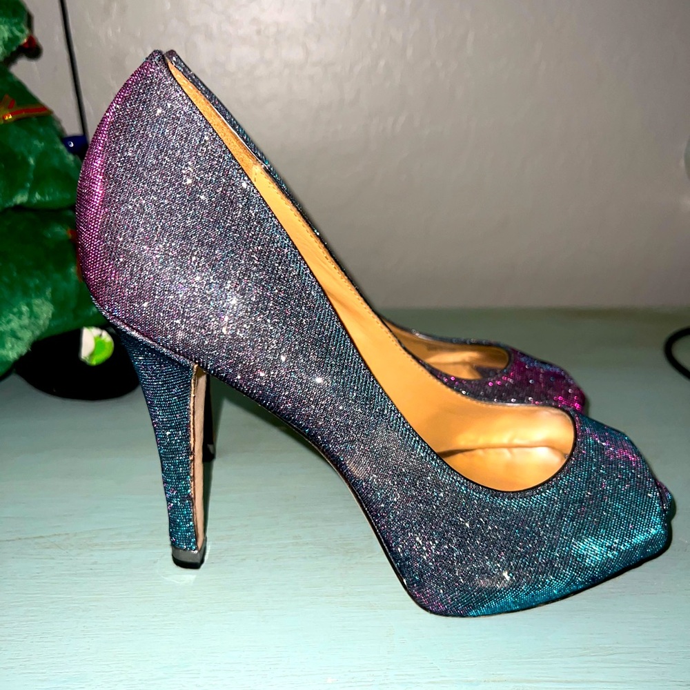 Badgley Mischka Multicolor Glitter Heels